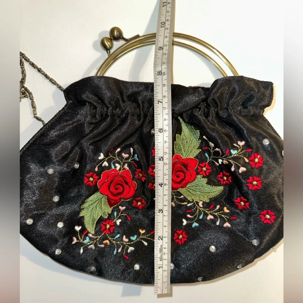Beautiful Vintage Handmade Asian Inspired Floral Evening Bag Purse